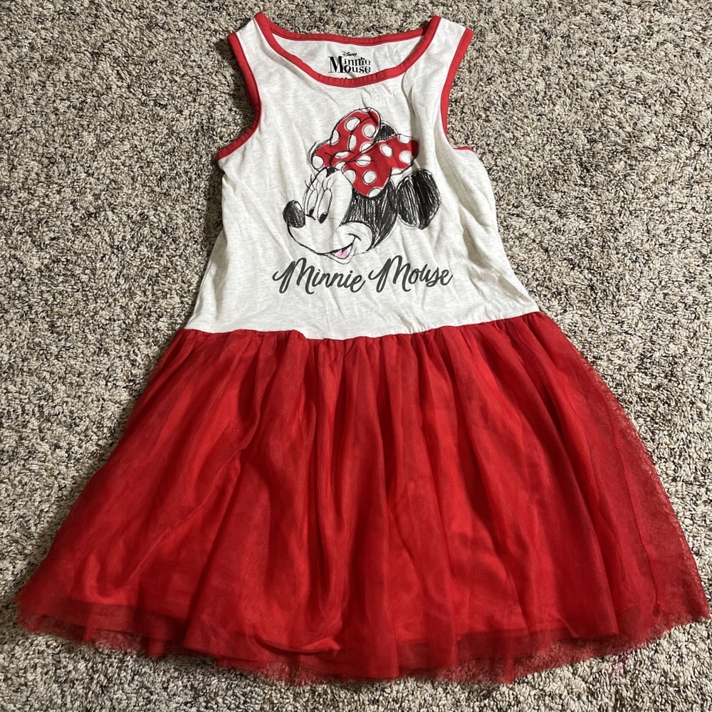 Disney Minnie Mouse Girls Size M 7/8 Red Tulle Dress Sleeveless